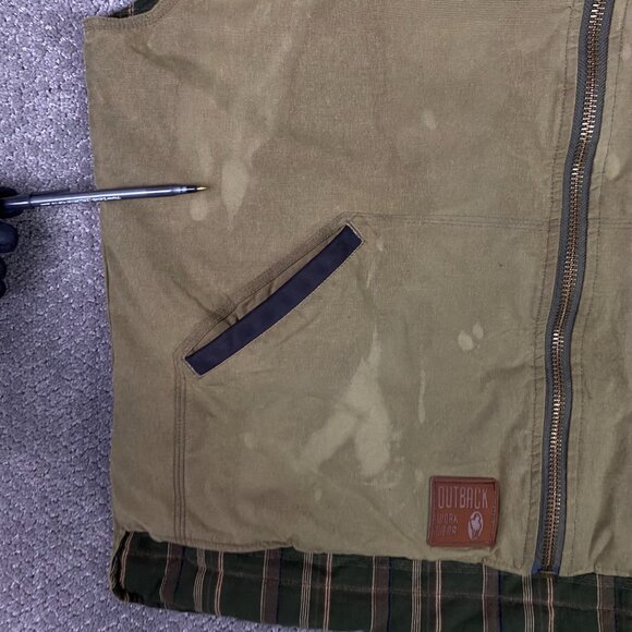 Outback Trading Company Sawbuck Oilskin Vest Men's XL Olive Green Waxed Canvas - Picture 3 of 14